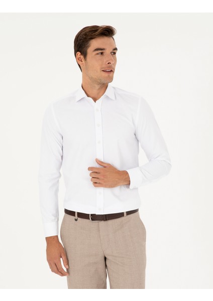 Pierre Cardin Erkek Beyaz Slim Fit Uzun Kollu Gömlek 50289417-VR013