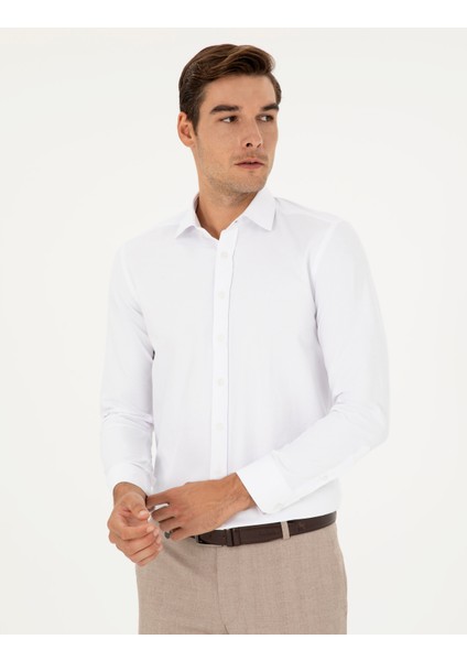 Pierre Cardin Erkek Beyaz Slim Fit Uzun Kollu Gömlek 50289417-VR013