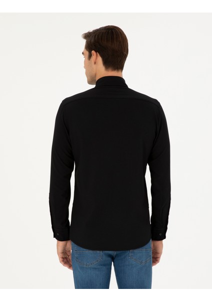 Erkek Siyah Slim Fit Uzun Kollu Gömlek 50284109-VR046 indirimleri