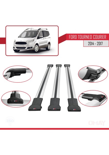 Ford Tourneo Courier 2014-2017 Arası ile Uyumlu Fly Model Ara Atkı Tavan Barı Gri 3 Adet fırsatları