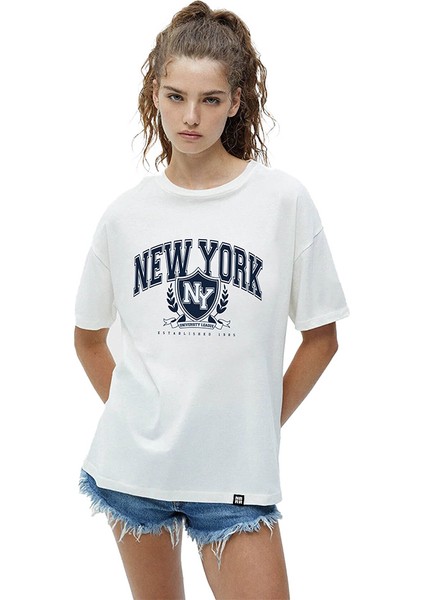 New York Baskılı T-Shirt