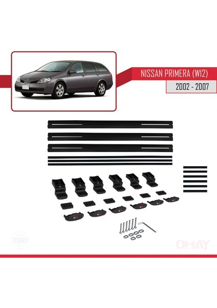 Nissan Primera (W12) 2002-2007 Arası ile Uyumlu Basıc Model Universal Ara Atkı Tavan Barı Siyah 3 Adet indirimleri
