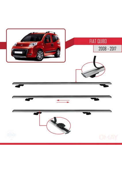 Fiat Qubo 2008-2017 Arası ile Uyumlu Basıc Model Universal Ara Atkı Tavan Barı Gri 3 Adet fırsatları