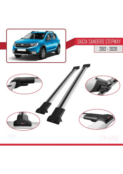 Dacia Sandero Stepway 2012-2020 Arası ile Uyumlu Fly Model Ara Atkı Tavan Barı Gri 2 Adet modelleri