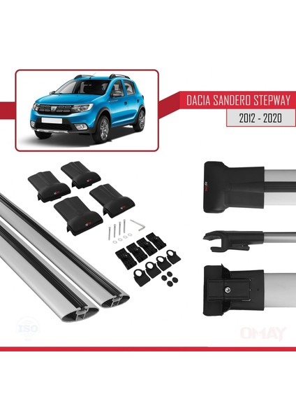 Dacia Sandero Stepway 2012-2020 Arası ile Uyumlu Fly Model Ara Atkı Tavan Barı Gri 2 Adet indirimleri