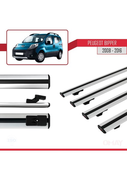 Peugeot Bipper 2008-2016 Arası ile Uyumlu Basıc Model Universal Ara Atkı Tavan Barı Gri 4 Adet modelleri
