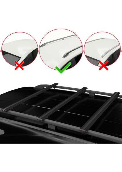 Volkswagen Touareg 2010-2015 Arası ile Uyumlu Basıc Model Universal Ara Atkı Tavan Barı Siyah 3 Adet