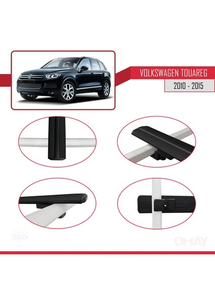 Volkswagen Touareg 2010-2015 Arası ile Uyumlu Basıc Model Universal Ara Atkı Tavan Barı Siyah 3 Adet