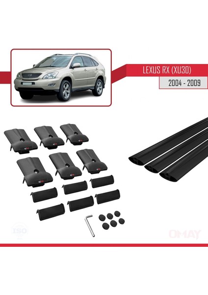 Lexus Rx (XU30) 2004-2009 Arası ile Uyumlu Fly Model Ara Atkı Tavan Barı Siyah 3 Adet indirimleri