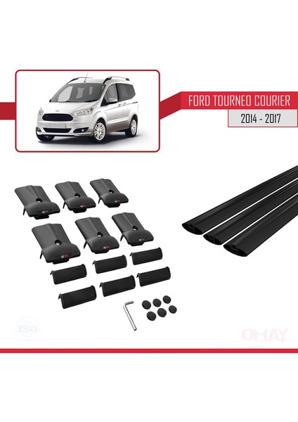 Ford Tourneo Courier 2014-2017 Arası ile Uyumlu Fly Model Ara Atkı Tavan Barı Siyah 3 Adet indirimleri