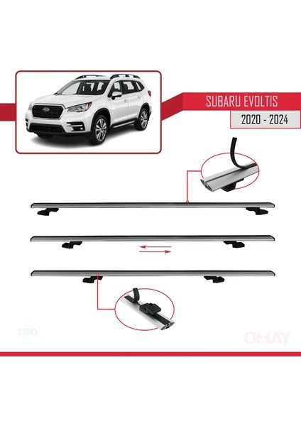 Subaru Evoltis 2020 ve Sonrası ile Uyumlu Basıc Model Universal Ara Atkı Tavan Barı Gri 3 Adet indirimleri