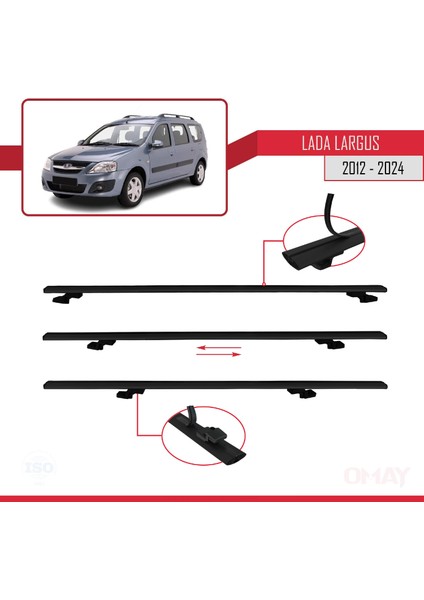 Lada Largus 2012 ve Sonrası ile Uyumlu Basıc Model Universal Ara Atkı Tavan Barı Siyah 3 Adet fırsatları