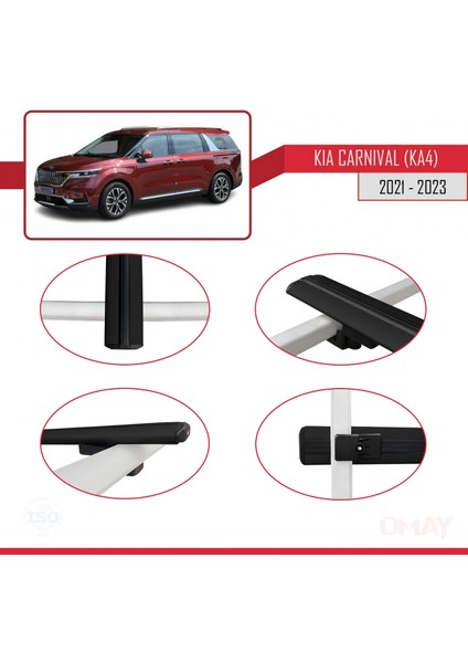 Kia Carnival (Ka4) 2021-2023 Arası ile Uyumlu Basıc Model Universal Ara Atkı Tavan Barı Siyah 3 Adet modelleri
