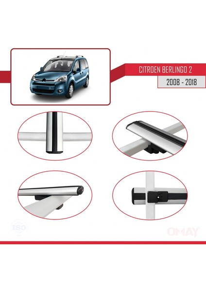 Citroen Berlingo Iı 2008-2018 Arası ile Uyumlu Basıc Model Universal Ara Atkı Tavan Barı Gri 3 Adet indirimleri