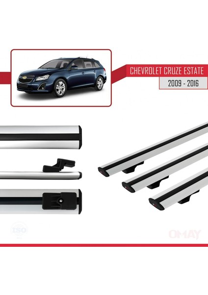 Chevrolet Cruze 2009-2016 Arası ile Uyumlu Basıc Model Universal Ara Atkı Tavan Barı Gri 3 Adet