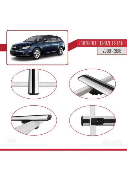 Chevrolet Cruze 2009-2016 Arası ile Uyumlu Basıc Model Universal Ara Atkı Tavan Barı Gri 3 Adet