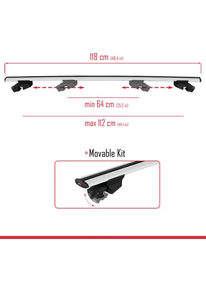 Ssangyong Rexton 2006-2012 Arası ile Uyumlu Hook Model Ara Atkı Tavan Barı Gri 2 Adet modelleri