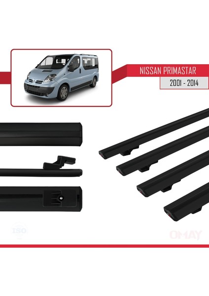 Nissan Primastar 2001-2014 Arası ile Uyumlu Basıc Model Universal Ara Atkı Tavan Barı Siyah 4 Adet