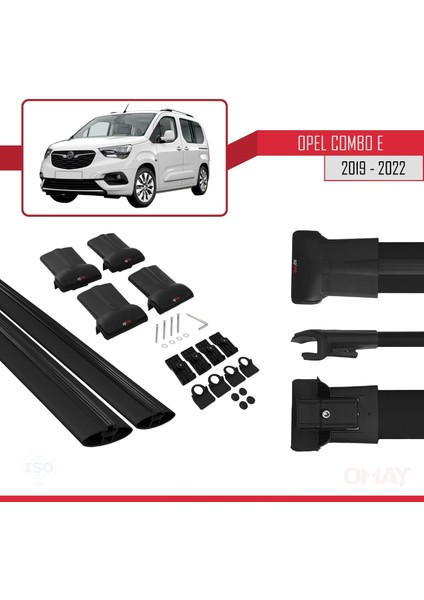 Opel Combo (E) 2019-2023 Arası ile Uyumlu Fly Model Ara Atkı Tavan Barı Siyah 2 Adet