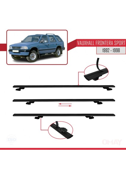 Vauxhall Frontera Sport 1992-1998 Arası ile Uyumlu Basıc Model Universal Ara Atkı Tavan Barı Siyah 3 Adet indirimleri