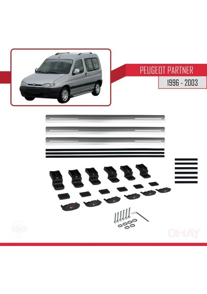 Peugeot Partner 1996-2003 Arası ile Uyumlu Basıc Model Universal Ara Atkı Tavan Barı Gri 3 Adet indirimleri