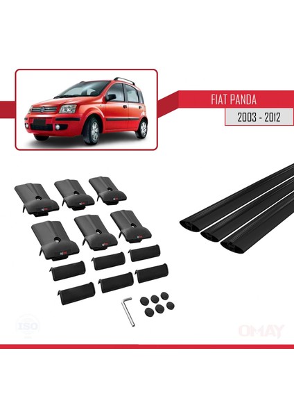 Fiat Panda 2003-2012 Arası ile Uyumlu Fly Model Ara Atkı Tavan Barı Siyah 3 Adet indirimleri