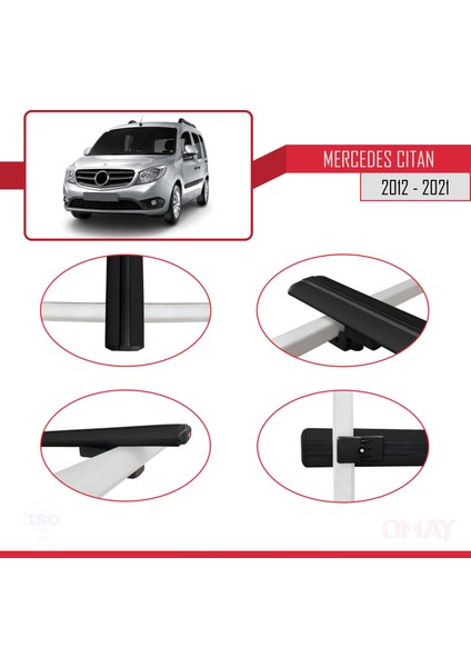 Mercedes Citan (W415) 2012-2021 Arası ile Uyumlu Basıc Model Universal Ara Atkı Tavan Barı Siyah 3 Adet modelleri