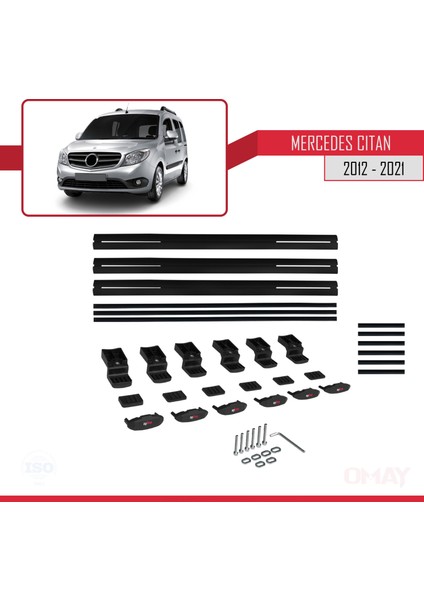 Mercedes Citan (W415) 2012-2021 Arası ile Uyumlu Basıc Model Universal Ara Atkı Tavan Barı Siyah 3 Adet indirimleri
