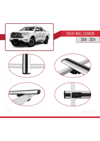 Great Wall Cannon 2019 ve Sonrası ile Uyumlu Basıc Model Universal Ara Atkı Tavan Barı Gri 3 Adet modelleri