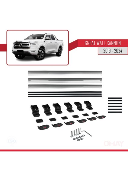Great Wall Cannon 2019 ve Sonrası ile Uyumlu Basıc Model Universal Ara Atkı Tavan Barı Gri 3 Adet indirimleri