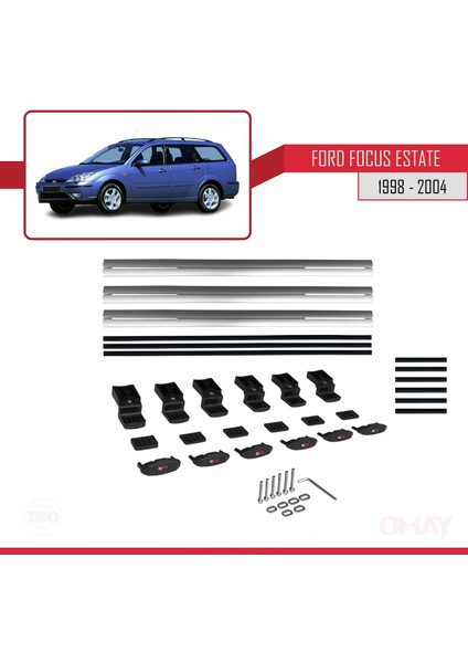 Ford Focus (C170) Estate 1998-2004 Arası ile Uyumlu Basıc Model Universal Ara Atkı Tavan Barı Gri 3 Adet indirimleri
