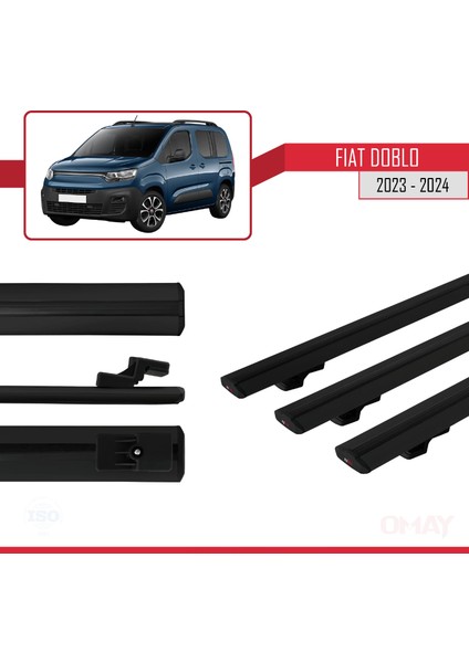 Fiat Doblo 2023 ve Sonrası ile Uyumlu Basıc Model Universal Ara Atkı Tavan Barı Siyah 3 Adet modelleri