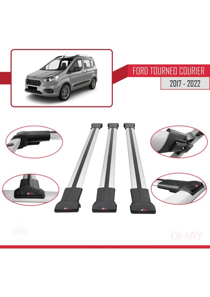 Ford Tourneo Courier 2017-2022 Arası ile Uyumlu Fly Model Ara Atkı Tavan Barı Gri 3 Adet fırsatları