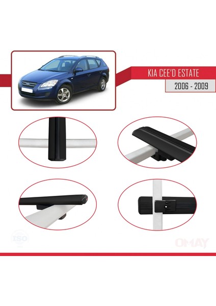 Kia Ceed Sportswagon 2006-2009 Arası ile Uyumlu Basıc Model Universal Ara Atkı Tavan Barı Siyah 3 Adet modelleri