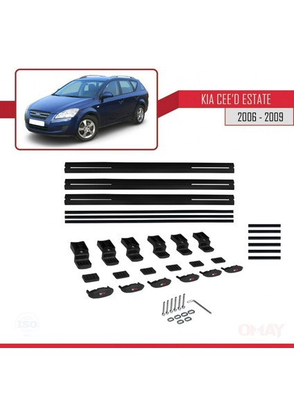 Kia Ceed Sportswagon 2006-2009 Arası ile Uyumlu Basıc Model Universal Ara Atkı Tavan Barı Siyah 3 Adet indirimleri