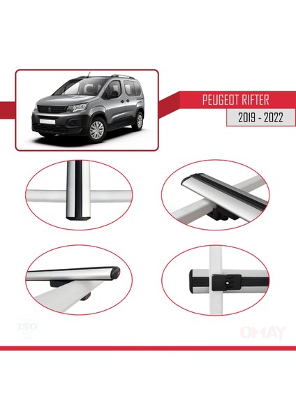 Peugeot Rifter 2019-2022 Arası ile Uyumlu Basıc Model Universal Ara Atkı Tavan Barı Gri 3 Adet