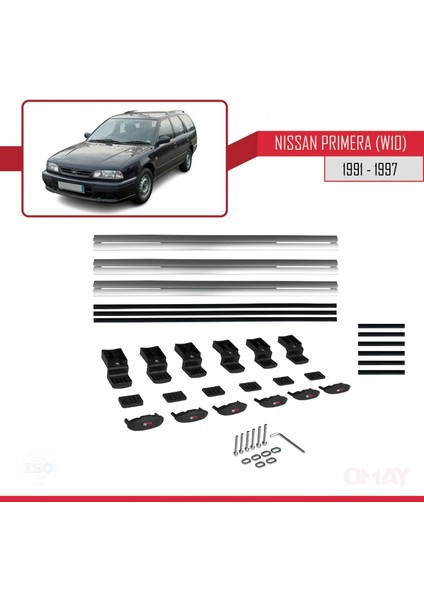 Nissan Primera (W10) 1991-1997 Arası ile Uyumlu Basıc Model Universal Ara Atkı Tavan Barı Gri 3 Adet indirimleri