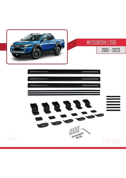 Mitsubishi L200 2015-2023 Arası ile Uyumlu Basıc Model Universal Ara Atkı Tavan Barı Siyah 3 Adet