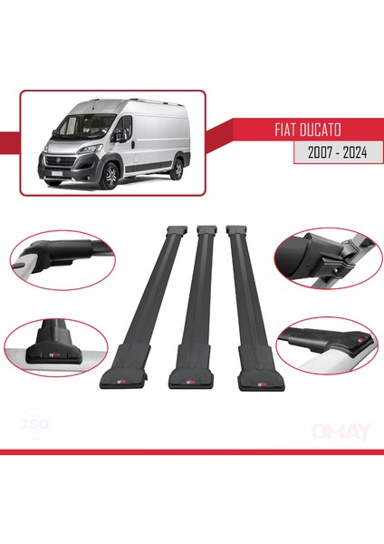 Fiat Ducato 2007 ve Sonrası ile Uyumlu Fly Model Ara Atkı Tavan Barı Siyah 3 Adet fırsatları