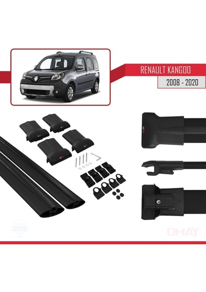 Renault Kangoo 2008-2020 Arası ile Uyumlu Fly Model Ara Atkı Tavan Barı Siyah 2 Adet indirimleri
