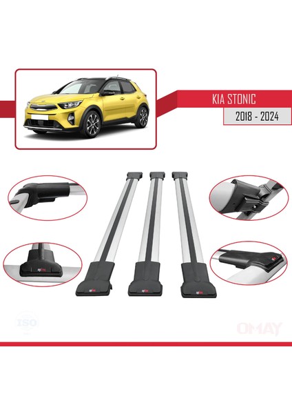 Kia Stonic 2018 ve Sonrası ile Uyumlu Fly Model Ara Atkı Tavan Barı Gri 3 Adet fırsatları