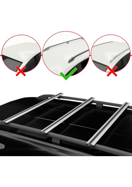 Lada Largus 2012 ve Sonrası ile Uyumlu Basıc Model Universal Ara Atkı Tavan Barı Gri 3 Adet