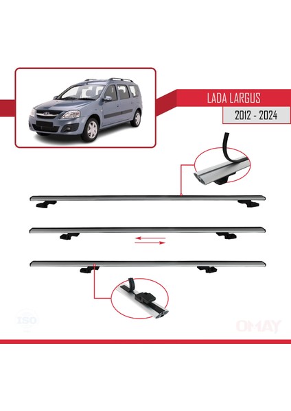 Lada Largus 2012 ve Sonrası ile Uyumlu Basıc Model Universal Ara Atkı Tavan Barı Gri 3 Adet