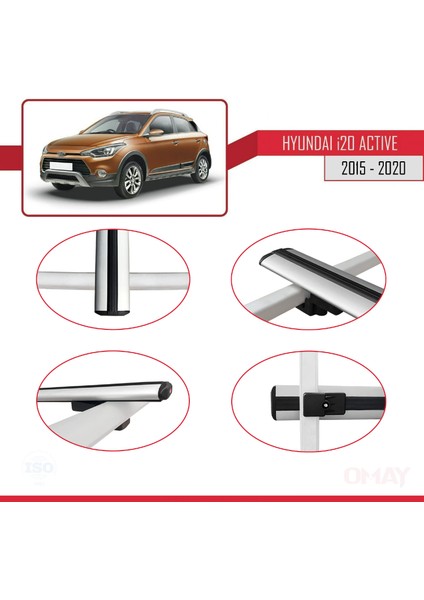Hyundai I20 Active 2015-2020 Arası ile Uyumlu Basıc Model Universal Ara Atkı Tavan Barı Gri 3 Adet modelleri