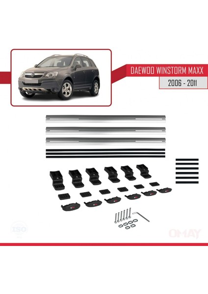 Daewoo Winstorm Maxx 2006-2011 Arası ile Uyumlu Basıc Model Universal Ara Atkı Tavan Barı Gri 3 Adet indirimleri