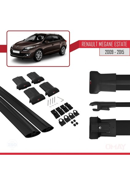 Renault Megane Grandtour 2009-2015 Arası ile Uyumlu Fly Model Ara Atkı Tavan Barı Siyah 2 Adet indirimleri