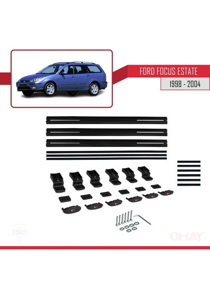 Ford Focus (C170) Estate 1998-2004 Arası ile Uyumlu Basıc Model Universal Ara Atkı Tavan Barı Siyah 3 Adet indirimleri