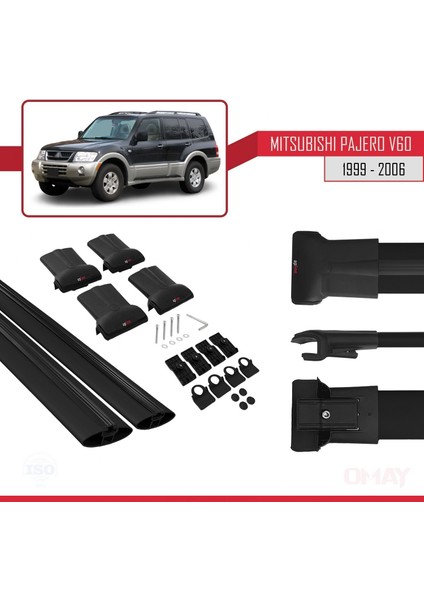 Mitsubishi Pajero (V60) 5 Kapı 1999-2006 Arası ile Uyumlu Fly Model Ara Atkı Tavan Barı Siyah 2 Adet indirimleri