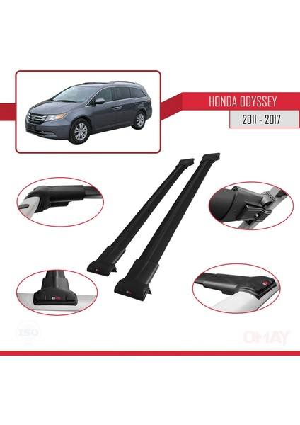 Honda Odyssey 2011-2017 Arası ile Uyumlu Fly Model Ara Atkı Tavan Barı Siyah 2 Adet modelleri