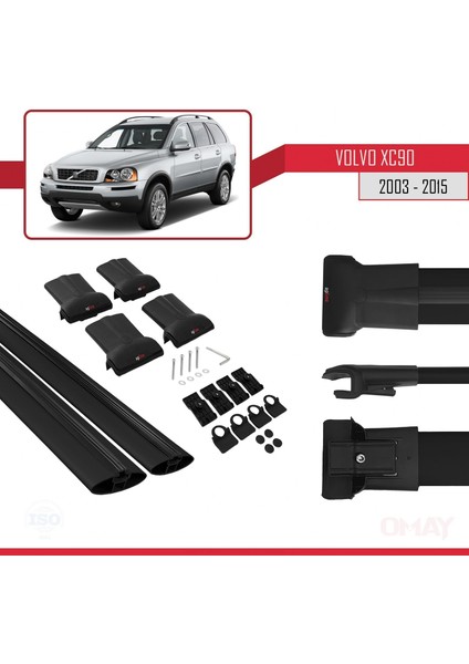 Volvo XC90 2003-2015 Arası ile Uyumlu Fly Model Ara Atkı Tavan Barı Siyah 2 Adet indirimleri